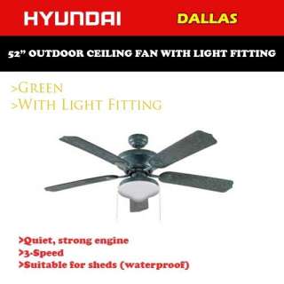 Hyundai DALLAS 52 Outdoor Waterproof Green Ceiling Fan with Light 