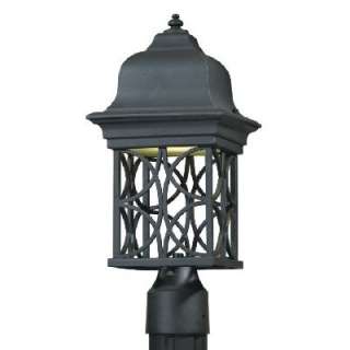 NEW 1 Light Dark Sky Outdoor Post Lamp Lighting Fixture, Bronze Scroll 