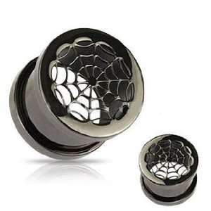   Titanium Anodized over steel Hollow Spider Web Screw Fit Tunnels 00 GA