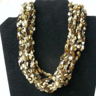 Champagne trellis yarn necklace (avail. on etsy/ArtistryJewelry)