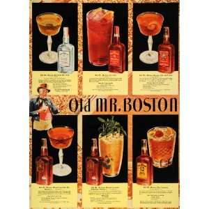  1936 Ad Old Mr. Boston Gin Rye Whiskey Bourbon Liqueur 