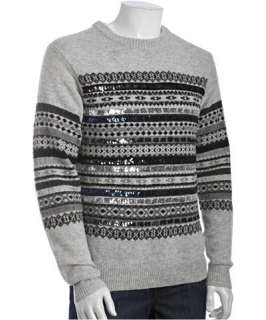 Marc by Marc Jacobs grey wool sequin fair isle crewneck sweater