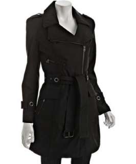 Marc New York black poly belted zip front trench   