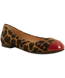 Fendi brown and red leopard print cap toe ballet flats   up to 