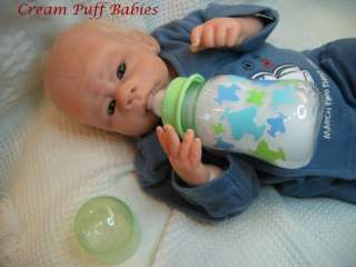   NEWBORN BABY BOY DOLL BY JACQUELINE GWIN & CREAM PUFF BABIES  