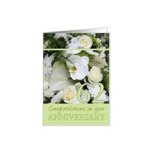 62nd Wedding Anniversary White mixed bouquet card Card 