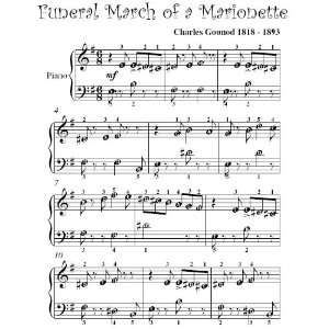  Funeral March of a Marionette Gounod Easy Piano Sheet 