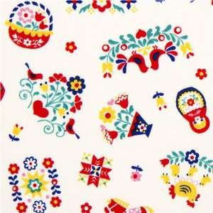  matryoshka fabric with doll horse flower by Kokka Kitchen 