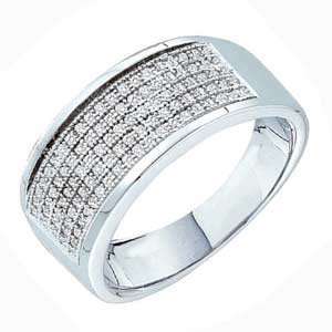  1/3 Carat Diamond Mens 10k White Gold Micro Pave Wedding Ring 