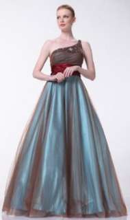  3057 ONE SHOULDER BEADED BALL GOWN EVENING PROM DRESS 