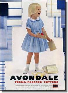 1956 Avondale Cotton Fashions for Little Girls Print Ad  