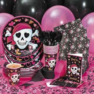 12 Pink and Black PIRATE GIRL BALLOONS Dozen Girls Birthday Party 