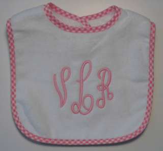 beautifully monogrammed bib by Lily Pad Designs