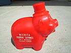 Vintage Red Plastic Promotional Piggy Bank By Banthrico