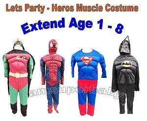   Fancy Dress Costume Set  Muscle Hero Batman Robin / Spiderman  