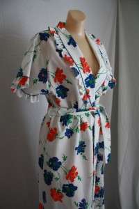 vtg 60s 70s ruffled maxi faux wrap lounger gown robe  