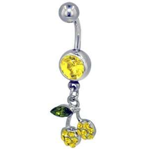   Cherry Piercing Bar Dangle Belly Button Navel Rings Pugster Jewelry