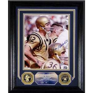   Staubach Autographed Navy Photomint with Gold Coins 