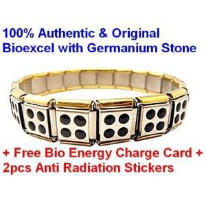  Bioexcel Stone and Energy Bracelet   Silver with Gold Line 