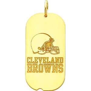  14K Gold NFL Cleveland Browns Logo Dog Tag Charm Sports 