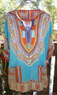   Dashiki Vintage 60s Blouse Psychedelic Hippy Ethnic Top Angel Tunic
