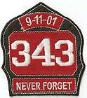 911 PATCH NEVER FORGET PATCH NUMBER 343 PATCH IRON ON