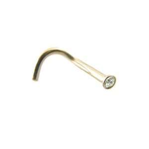   Nose Screw Ring 1.5mm Bezel Set CZ 20G FREE Nose Ring Backing Jewelry