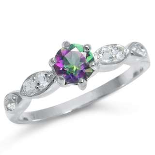 Natural Rainbow Fire Topaz or Amethyst 925 Sterling Silver Engagement 