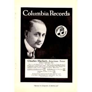 1920 Columbia Records Charles Hackett American Tenor Original Vintage 
