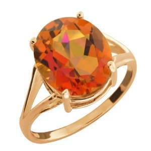   Ct Oval Twilight Orange Mystic Quartz Gold Plated Sterling Silver Ring
