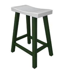  Outdoor Counter Bar Stools  Forest Green with White Seat Patio, Lawn
