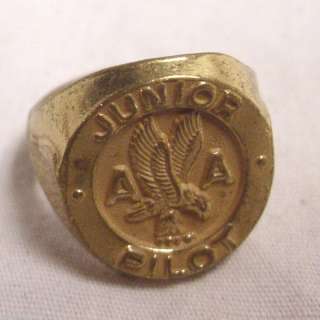 AMERICAN AIRLINES 1930s JUNIOR WINGS PILOT BRASS RING  