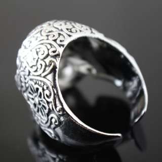 Hip hop style skull ring black silver steel size 10, 11  