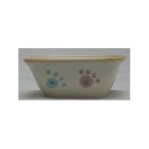  5 Inch Paw Print Dog Dish   Cream   6825