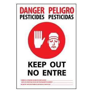 Bilingual Plastic Sign   Danger Pesticides Keep Out  