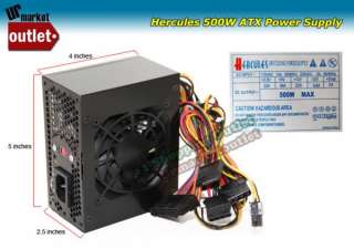   Micro ATX 500W Silent Cool Power Supply PSU w/20 24pin SATA NEW  