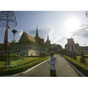 Royal Palace Guard Stands During Coronation Ceremonies in Phnom Penh 
