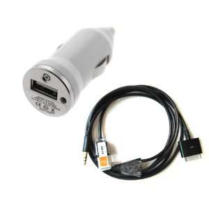  ECOMGEAR(TM) USB Mini Car Charger Adapter + 3.5mm Jack AUX 