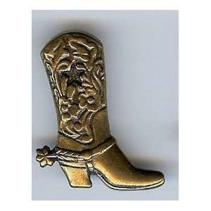  Cowboy Boot Pin in Antique Brass Finish Metal Everything 