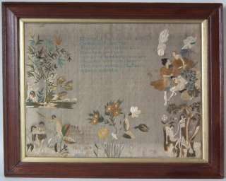 1803 Silkwork sampler with Biblical scenes  