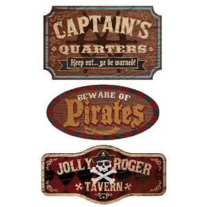  Karen Foster Wood Signs 3/Package, Pirate Arts, Crafts & Sewing
