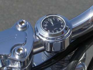 Black 7/8 Motorcycle Handlebar Seiko Clock Waterproof  