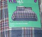 Full Bed Bag Blue Plaid Comforter Sheets Shams Bedskirt
