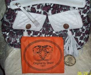 Sharif White Spotted Motif Purse W/DUST COVER  