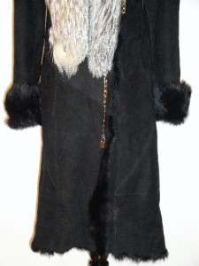 10K Roberto Cavalli Black Shearling Fur Coat New Medium  