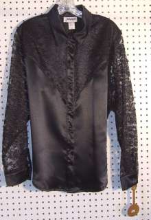 Ladies Western Show Shirt 2X 3X black lace Rodeo Barrel Racer USA 39 