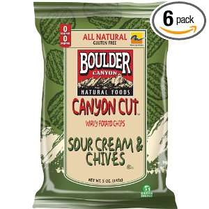 Boulder Canyon Cut Potato Chips, Sour Cream and Chives, 5 Ounce (Pack 