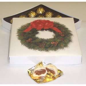 Scotts Cakes 1 Pound White Chocolate Covered Caramels in a Wreath Box