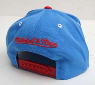   Oilers Team Blue On Red Snap Back Cap Hat By Mitchell & Ness  