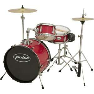  Pulse 3 Piece Deluxe Junior Drum Set Bright Red Musical 